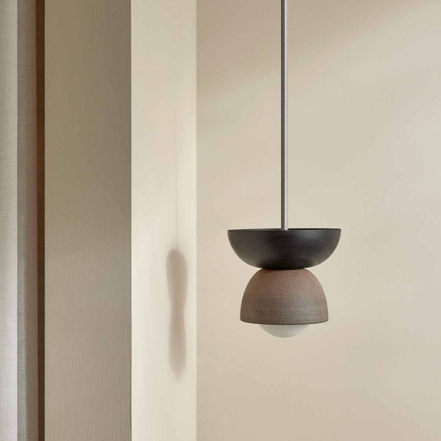 Terra 00 Pendant Light - Solid Rod Clay, Blackened Ash, Brushed Nickel